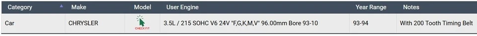 Engintech RCCR215P | Kit de reconstrucción de motor premium para 93-94 Chrysler 3,5 L/215 V6 Foto 2 de 4