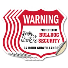 24 Hour Surveillance Shield Sign Warning Protected By Bulldo Shield Shaped Sign