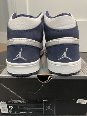 2001 Retro + Air Jordan 1 Mid size 9 NAVY METALLIC Japan (136065