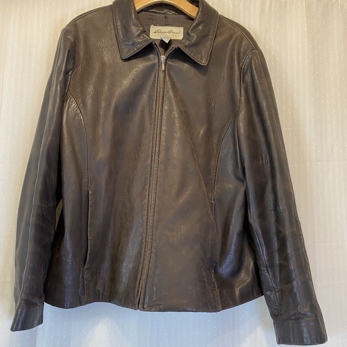 Mens Size XL Eddie Baur Brown Lambskin Leather Jacket Zip Mens Size XL Eddie Baur Brown Lambskin Leather Jacket Zip