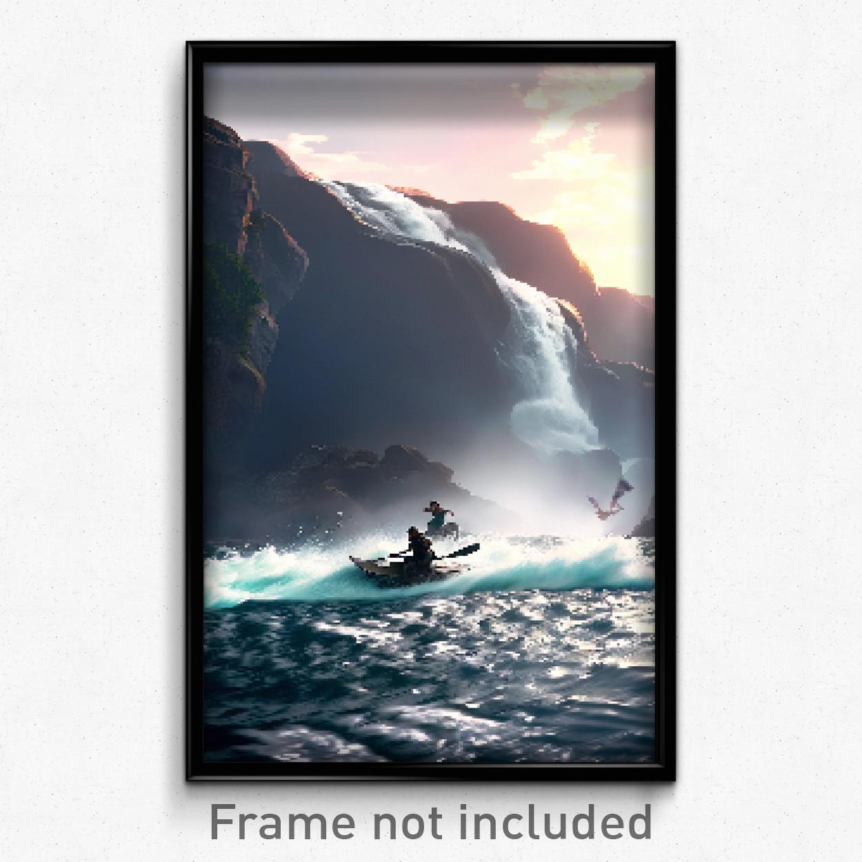 Pixel Art Poster - Advanced Rapids (8 Bit Psychedelic Trippy Video Game Print)