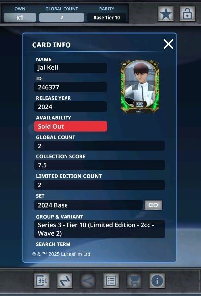 Star Wars Card Trader - Digital 2024 Base 54321 Tier 10