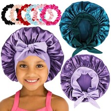 2Pcs Satin Bonnet for Kids Sleeping Girls Bonnets with Scrunchies Toddler Size