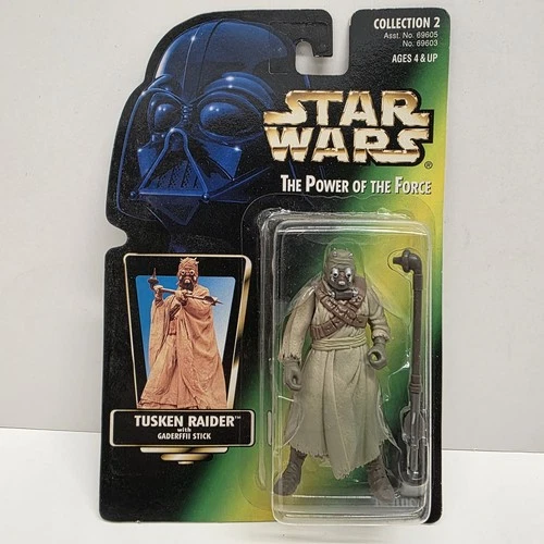 Kenner Star Wars POTF 2 Tusken Raider With Gaderffi Stick 1996 Green Card