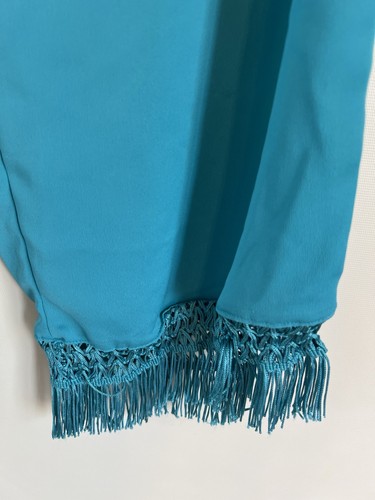 Justfab Women's 2 Pc Fringe Turquoise Summer Ankle Length Pantsuit Size XXL 2X - Picture 3 of 5