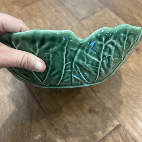 Bordallo Pinheiro Majolica Cabbage Green Leaves Salad Serving Bowl 11” Rare*** - Picture 5 of 11