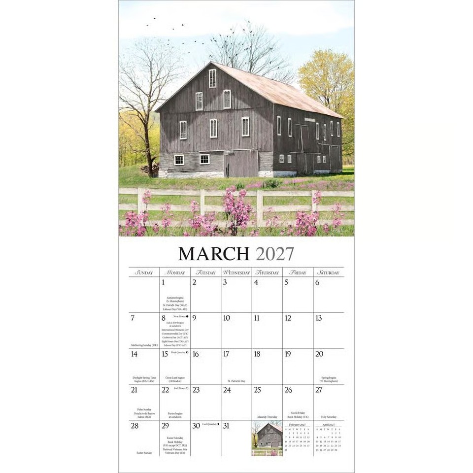 BrownTrout, Beckoning Barns 2027 Mini Wall Calendar | eBay