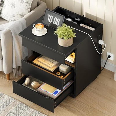 LED Nightstand with USB Charging Station