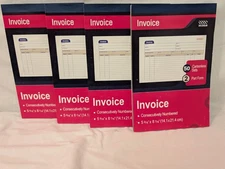 4 Books Carbonless Invoice Receipt Record 2 Part 50 Sets Duplicate Copy Receipt