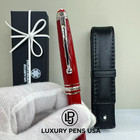 AUCTION Montblanc Meisterstück Red Fountain Pen Platinum Trim w/ Box & Pouch — photo 7