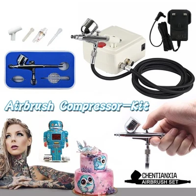 CHENTIANXIA Mini Airbrush & Compressor Kit Dual Action Spray Gun Model Paint Tattoo 0.3MM