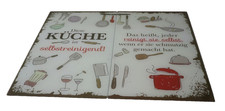 Herdabdeckplatten 2er Set Glas Küche Kochfeld Spritzschutz mit Spruch 30 × 53 cm