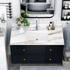 43 Inch Marble Vanity Top, Bathroom Vanity Top with Undermount Rectangular