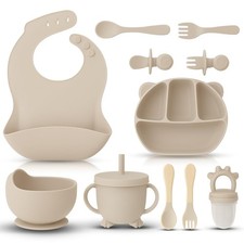 12 Piece BPA-Free Silicone Baby Feeding Set,Non-Slip Suction Plates,Soft Baby...
