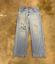 Vintage Made in USA 569 Levi’s Loose Straight Light Wash Distressed Blue Jeans