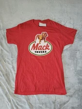 Mack Truck Mens Size Medium Bulldog Graphic Print Truck Logo Red Tshirt, Unisex 