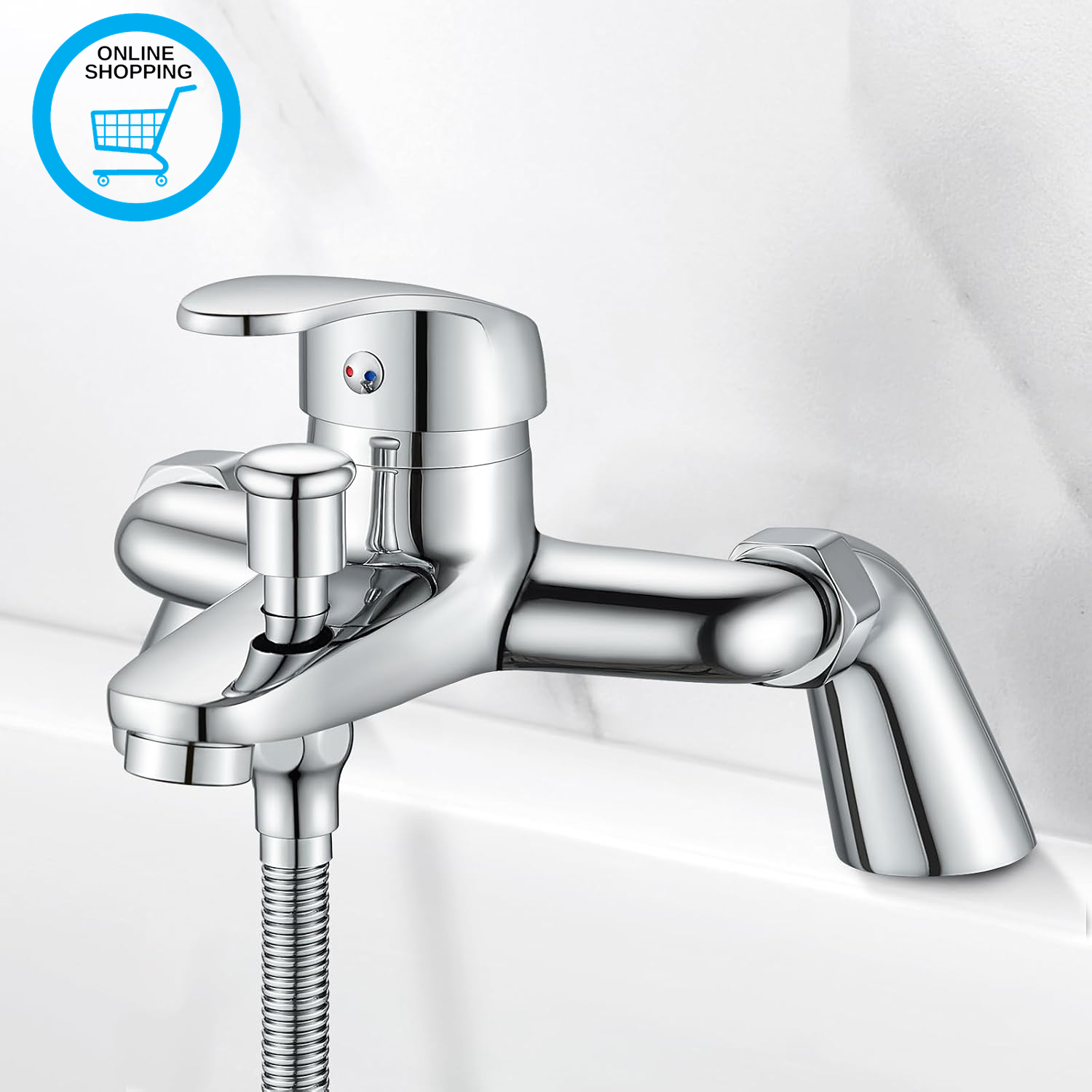 Bath Shower Mixer Tap, Modern round Monobloc Single Shower Tap with Bathtub Spou
