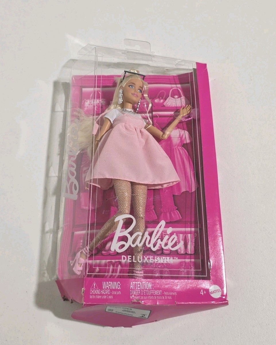 Barbie Deluxe Style Doll Pink Jewelry Sunglasses Damaged Box