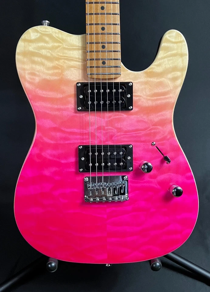 JET吉他JT-450远程式电吉他绗缝粉红色褪色饰面 — 第 2/4 张图片