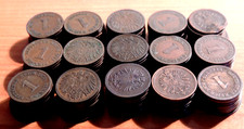 German Reich 1 Pfennig Cu 150pcs Various Years (1874-1913) Bundle
