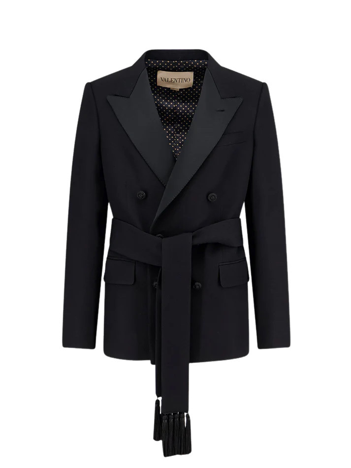 VALENTINO Black Belted Wool Blazer New And Authentic