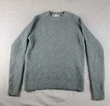 Schott Bros Sweater Womens Medium Gray Wool Bend Crew Neck Ribbed Cable Knit 