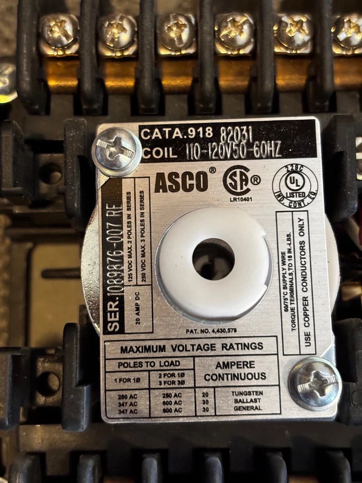 Asco 918 91882031 110-120Volt 50-60Hz 8-pole - Image 2 of 2