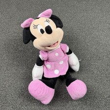 Disney Store Minnie Mouse Plush Pink Polka Dot Dress Bow Stuffed Animal Toy 16  
