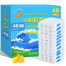 48 Count Flushable Toilet Refills, Disposable Toilet Bowl Paper Bulk, Fresh F...