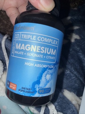 Triple Magnesium Complex 300mg Magnesium Glycinate, Citrate, Malate,90  Exp 8/28