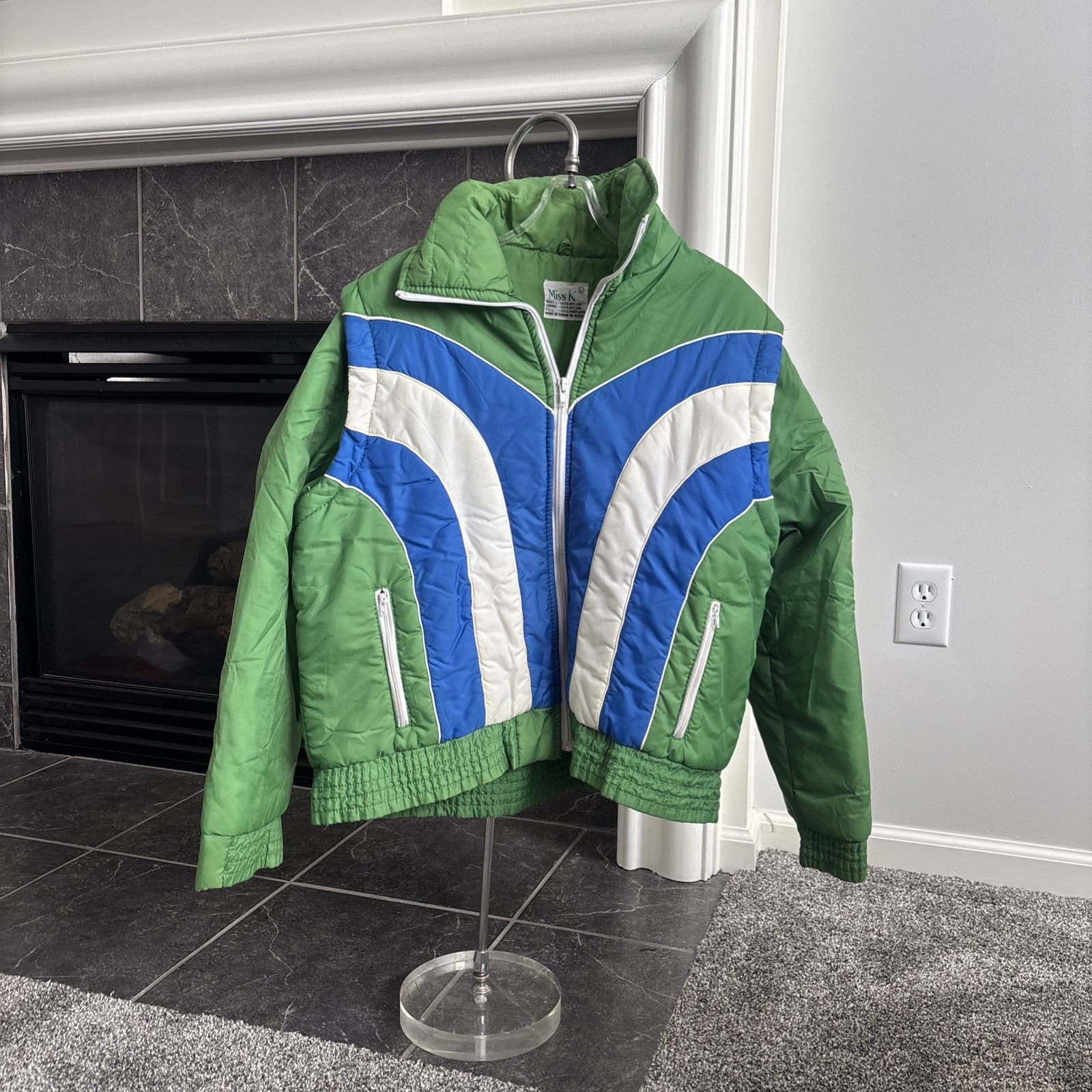 Vintage 80s Retro Puffer Jacket Vest with Removable Sleeves Miss K S-M