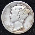 1937-D VERY GOOD Mercury Dime, 90% SILVER!