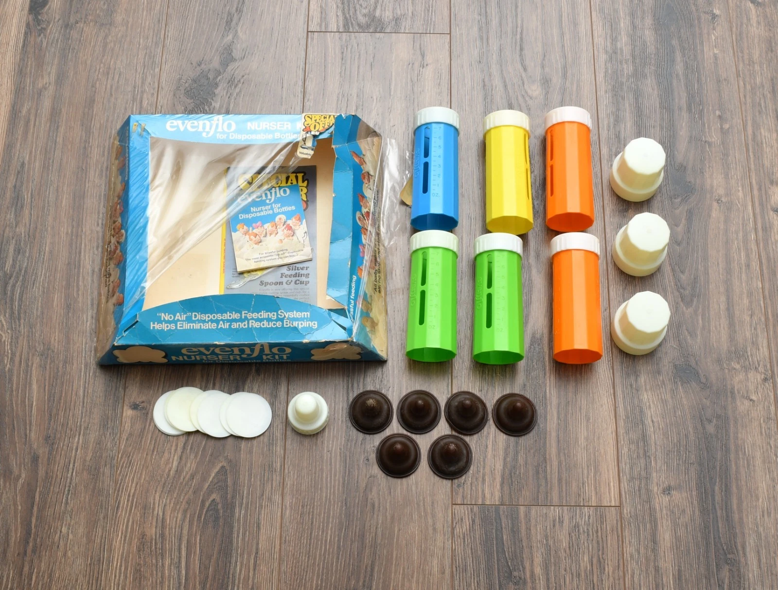 Vintage 1979 Evenflo Disposable Feeding Nurser Starter Kit Bottles