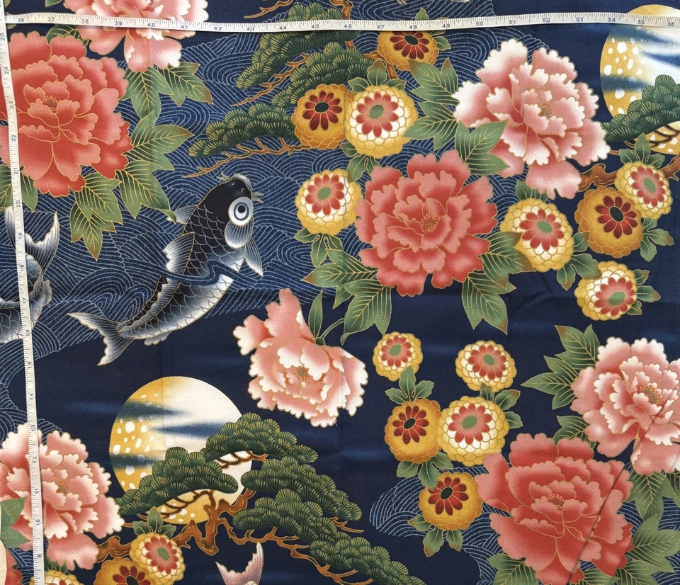 RPJ08 KONA BAY азиатская хлопчатобумажная ткань для лоскутного одеяла кои волна японская РЕДКАЯ БОЛЬШЕ НЕ ИЗДАЮЩАЯСЯ 17 x 21 - Изображение 2 из 2