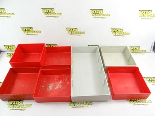 7 ASSORTED PLASTIC SQUARE & RECTANGLE CABINET ORGANIZERS LISTA STANLEY
