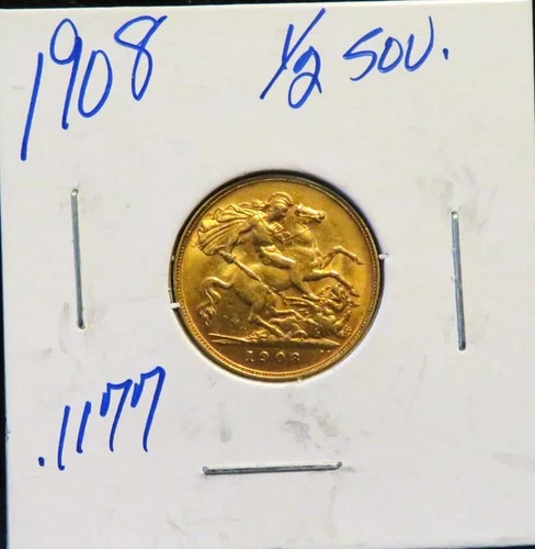 1908 Edward VII Gold Half Sovereign — photo from the most recent tracked eBay sale