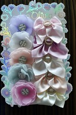 Girls Fabric Hair Clip Set Multicolor Bow Flower Rhinestone