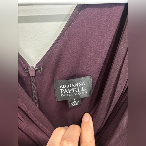 Adrianna Papell aubergine verziertes 3/4 Ärmel gerafftes Abendkleid Größe 8 - Bild 14 von 14