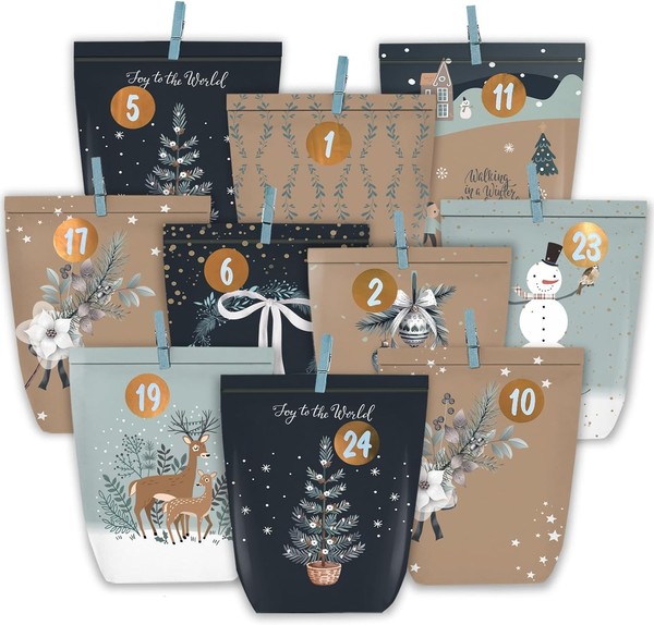 Adventskalender KraftpapiertüTen 24 StüCk Zum BefüLlen Basteln Mit Zahlen-image