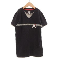 Armani Junior Tshirt Ragazzo Manica Corta Scollo V Navy 14A Finto Strato