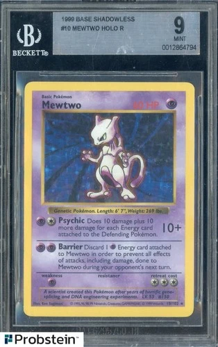 1999 Pokemon Base Shadowless #10 Mewtwo Holo R BGS 9 MINT