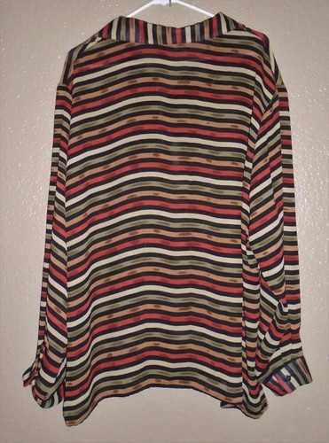 Stunt Women Blouse Plus Size 2X Button Up Long Sleeve Vintage Striped EUC - Picture 9 of 11