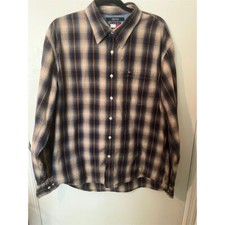 Tommy Hilfiger Tommy Jeans Men's Plaid Long Sleeve Button-Down Shirt Size XL