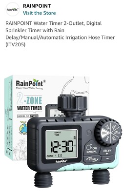 RAINPOINT Sprinkler Timer 2 Outlet, Water Timer for Garden Hose, Programmable...