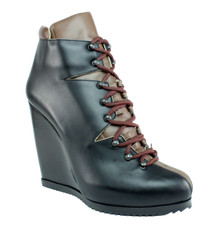 Pierre Hardy Womens Fashion Bootie Side Zipper Black/brown Leather 10.5m