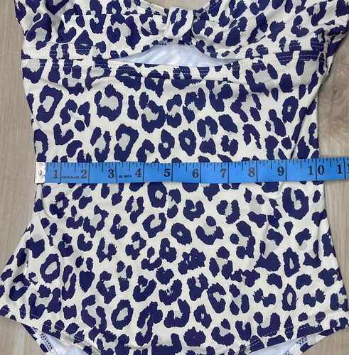 Splendid Girls sz 12 One Piece Swimsuit Navy Blue Leopard Beige Cream 52537 - Picture 9 of 14