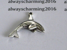 SILVER TBN 6 "DOLPHIN" CHARMS OCEAN AQUATIC MAMMALS FOR BRACELET JEWELRY