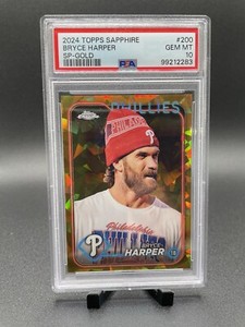 2024 Topps Chrome Sapphire BRYCE HARPER GOLD SP IMAGE VARIATION /50 PSA 10