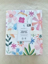 Pottery barn Kids Naomi Floral Organic Twin Sheet Set Blue pink lavender green