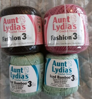 Destash:2 Aunt Lydias Iced Bamboo Crochet Thread +2 Fashion 3 Crochet Thread